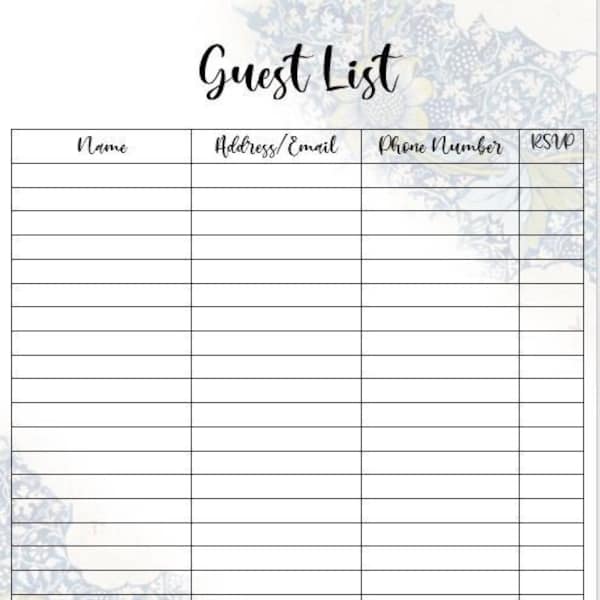 Printable Sign Up List Etsy Printable sign up list etsy