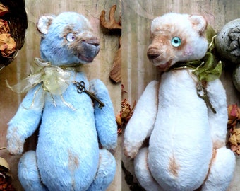 Orsacchiotto di peluche fatto a mano, orsacchiotto da collezione unico nel suo genere, orsacchiotto artista, orsacchiotto snodato ripieno di legno, giocattolo d'arte unico