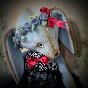 Conejo de peluche hecho a mano, juguete de arte coleccionable, conejito de peluche único, conejo de peluche articulado, decoración para guardería, juguete único hecho a mano