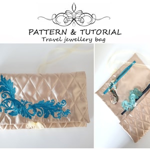 PDF Tutorial - Travel jewellery organizer, sewing zipper pouch, patchwork bag, cosmetic toiletry bag, unusual bag