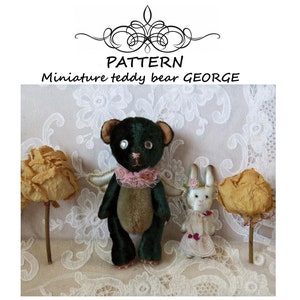 PATTERN miniature teddy bear, plush teddy bear sewing pattern, collectible jointed teddy bear diy, artist teddy pattern, PDF
