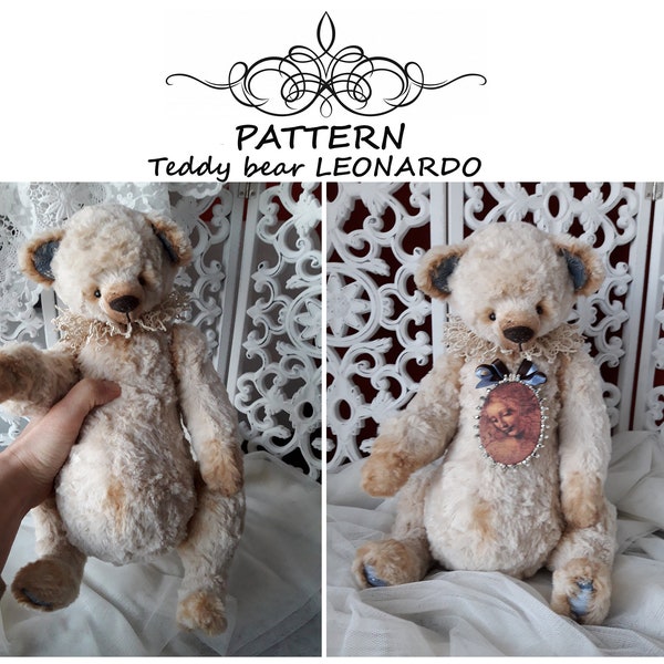 PATTERN teddy bear, big teddy bear sewing pattern, artist plush teddy bear pattern, collectible jointed teddy bear pattern, PDF