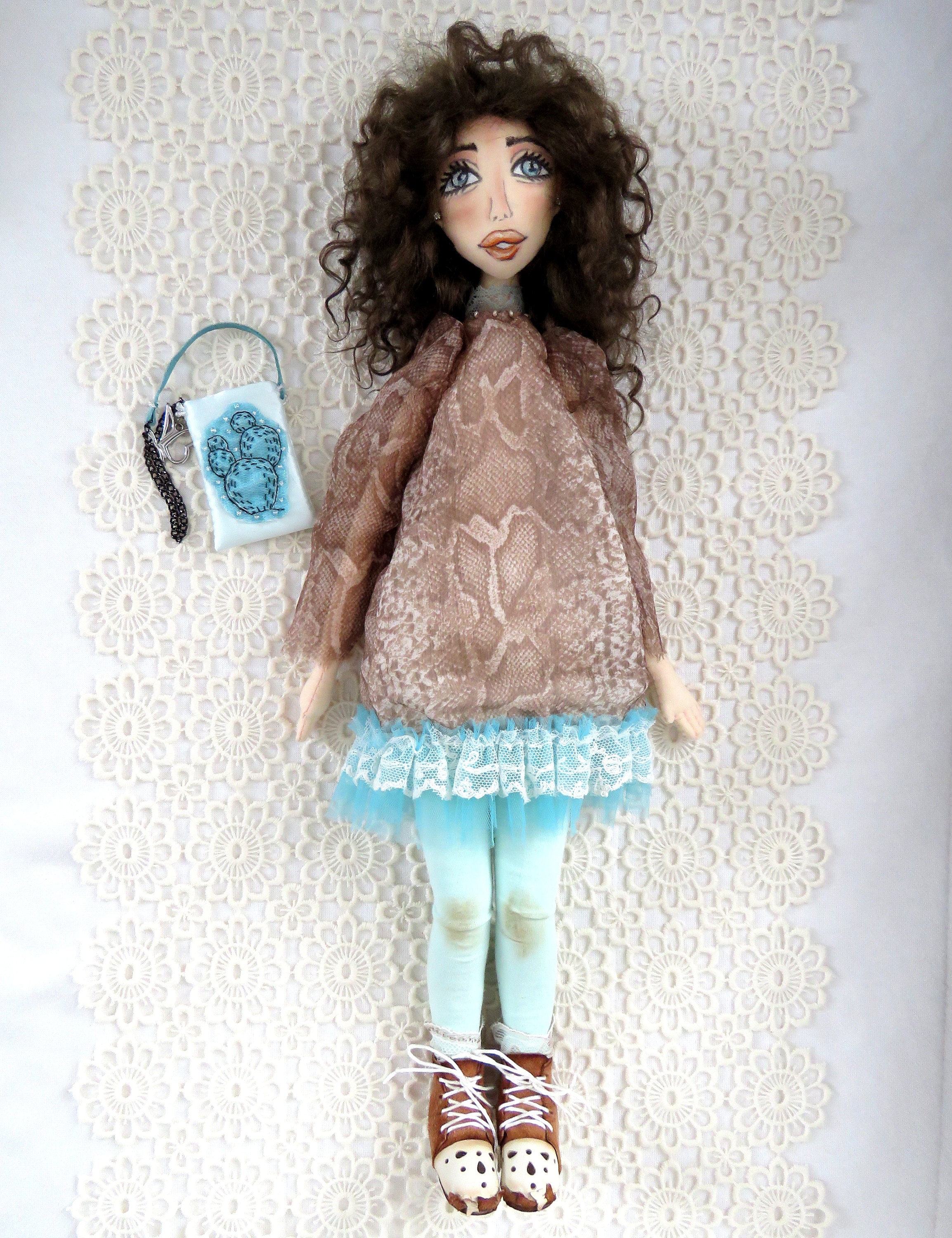 Art doll handmade textile doll collectible doll one of a Etsy