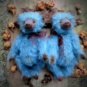 Handgemachter Künstler-Teddybär, Sammlerstück, Mohair-Teddybär, Gelenkteddybär aus Holz, einzigartiges Kunstspielzeug, Kinderzimmerdekor, Waldtier