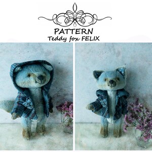 PATTERN teddy fox, miniature teddy fox sewing pattern, plush teddy pattern, artist teddy pattern, one of a kind toy, PDF