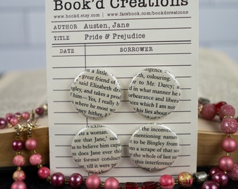 Pride And Prejudice Pin Set, Book Pins, Word Pins, Pride And Prejudice Gifts, Pride And Prejudice Fan, Jane Austen, Mr Darcy, Literary Gift