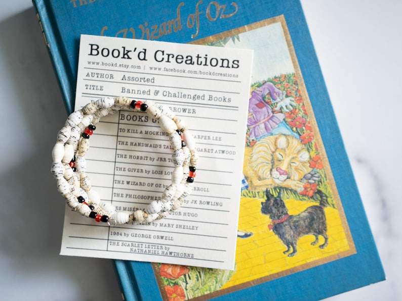 Banned Books Bracelet, Banned Books Gift, Banned Books Jewelry, Literary Gift, Librarian Gift, Censorship, Teacher Gift, Challenged Books image 4