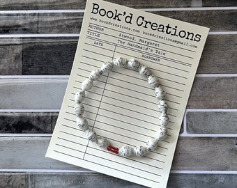 Handmaids Tale Bracelet, Offred Bracelet, Canadian Literature Gift, Made With Book Pages, Book Page Jewelry, Book Page Bracelet, Gilead Gift