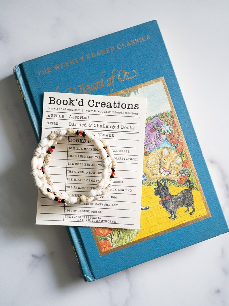 Banned Books Bracelet, Banned Books Gift, Banned Books Jewelry, Literary Gift, Librarian Gift, Censorship, Teacher Gift, Challenged Books image 1