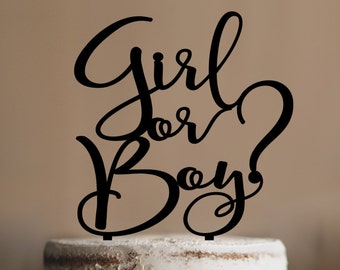 Boy or Girl Cake Topper, Gender Reveal Cake Topper, Gender Reveal Party, He or She Cake Topper, Baby Shower Cake Topper, Cake Topper (T374)