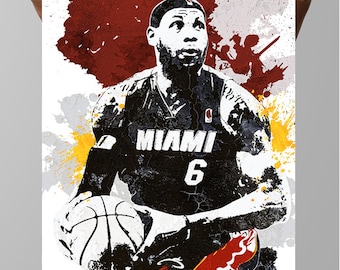 Lebron James Miami Heat Poster: Sports Fan Art Print