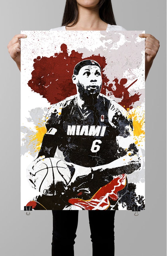 LeBron James Wallpaper Miami Heat Poster Photo Wall Artwork Canvas