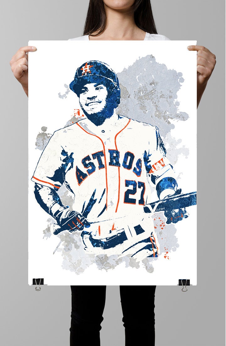 Lids Jose Altuve Houston Astros Fanatics Authentic Stretched 20 x 24  Canvas Giclee Print - Designed by Artist Maz Adams