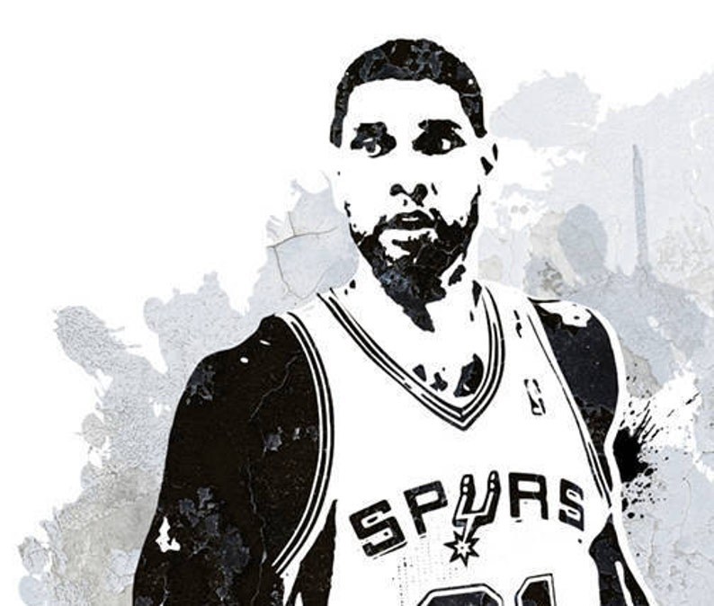 Fächer Plakat, Tim Duncan Chicago Bulls, Wandkunst Poster, Sport Kunst, Sport-Poster, Mann Höhle, Sport-Legenden, San Antonio, Wandkunst Bild 4