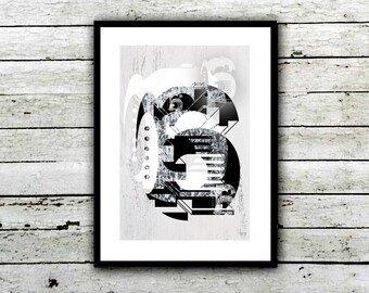 Number Six Abstract Art Print: Post Modern Graphic Design