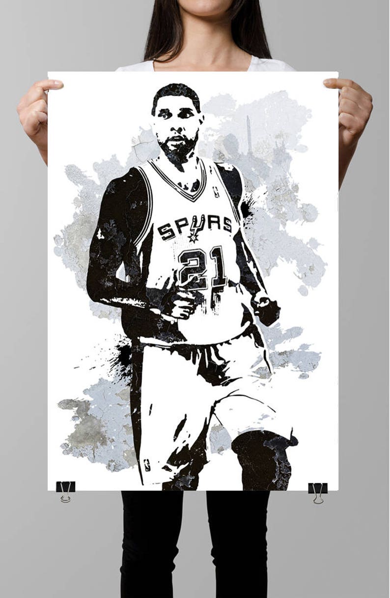 Fächer Plakat, Tim Duncan Chicago Bulls, Wandkunst Poster, Sport Kunst, Sport-Poster, Mann Höhle, Sport-Legenden, San Antonio, Wandkunst Bild 1