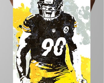 TJ Watt, Pittsburgh Steelers Poster, Wall art, Sports Poster,Sports art, Sports Print, Man Cave/Gifts for him, Sports Decor