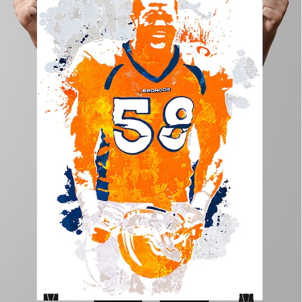 Fan art poster, Von Miller Denver Broncos Poster, Wall art, Sports Poster, Gifts for Men, Wall Art, Sports art, Man Cave, Kids Decor