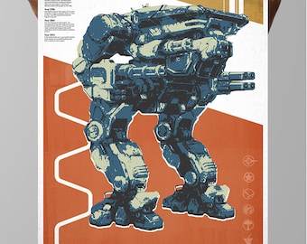 Warhawk MechWarrior Poster: Modern Gaming Art Print