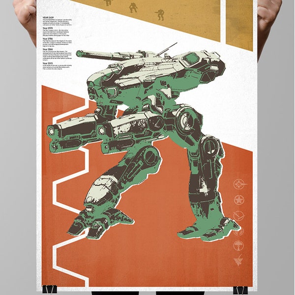 MechWarrior, Marauder MAD-3R Post Modern, Modern, Gaming Posters, Gamer art, Geek Culture, Wall Art Decor Gaming Art Kids Room Digital Art