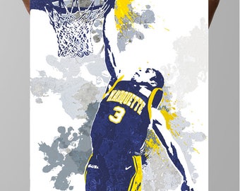 Dwyane Wade Marquette Golden Eagles Art Print: Sports Poster
