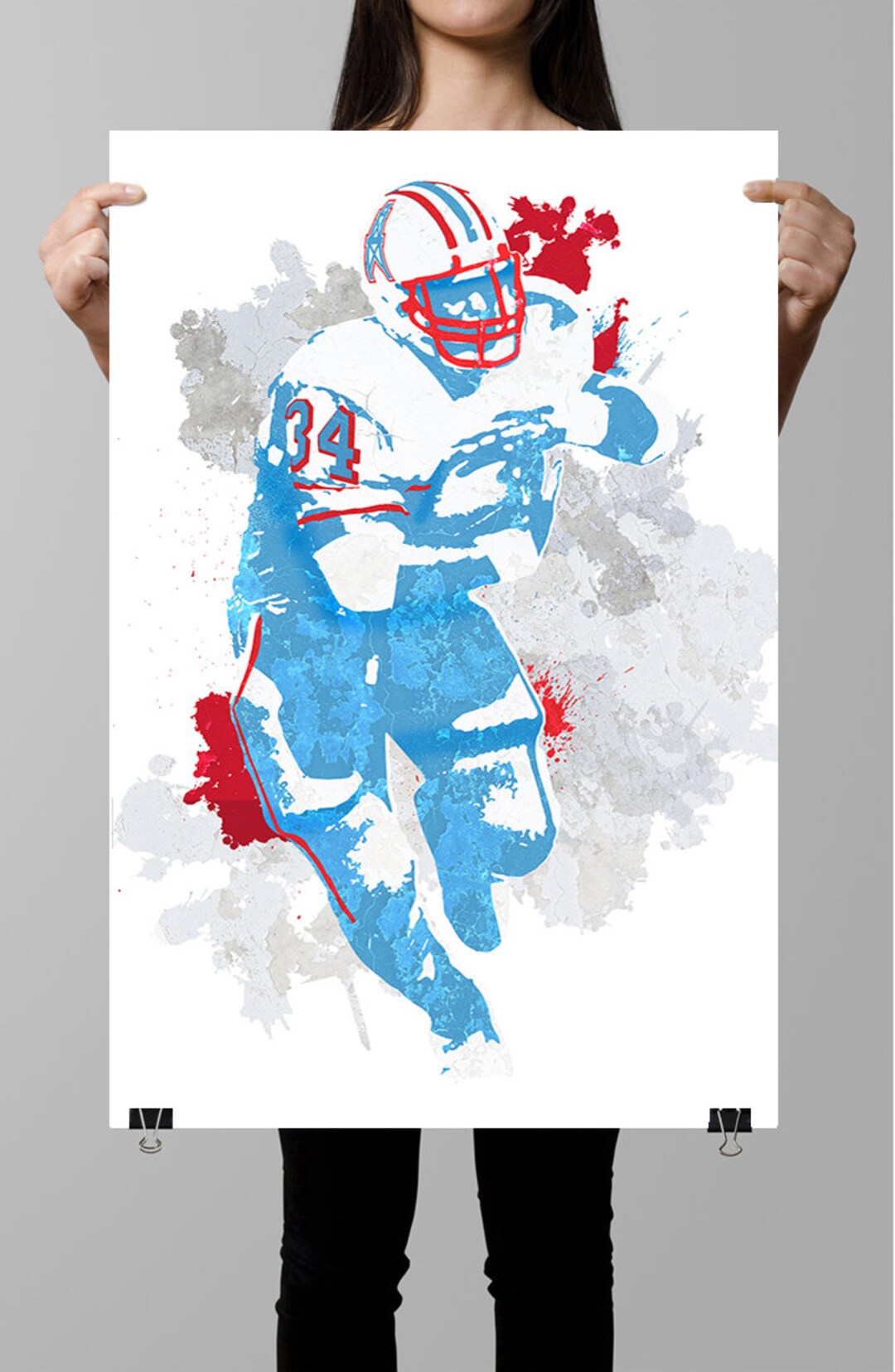 Earl Campbell Houston Oilers Poster, Wall Art, Sports Poster, Fan Art