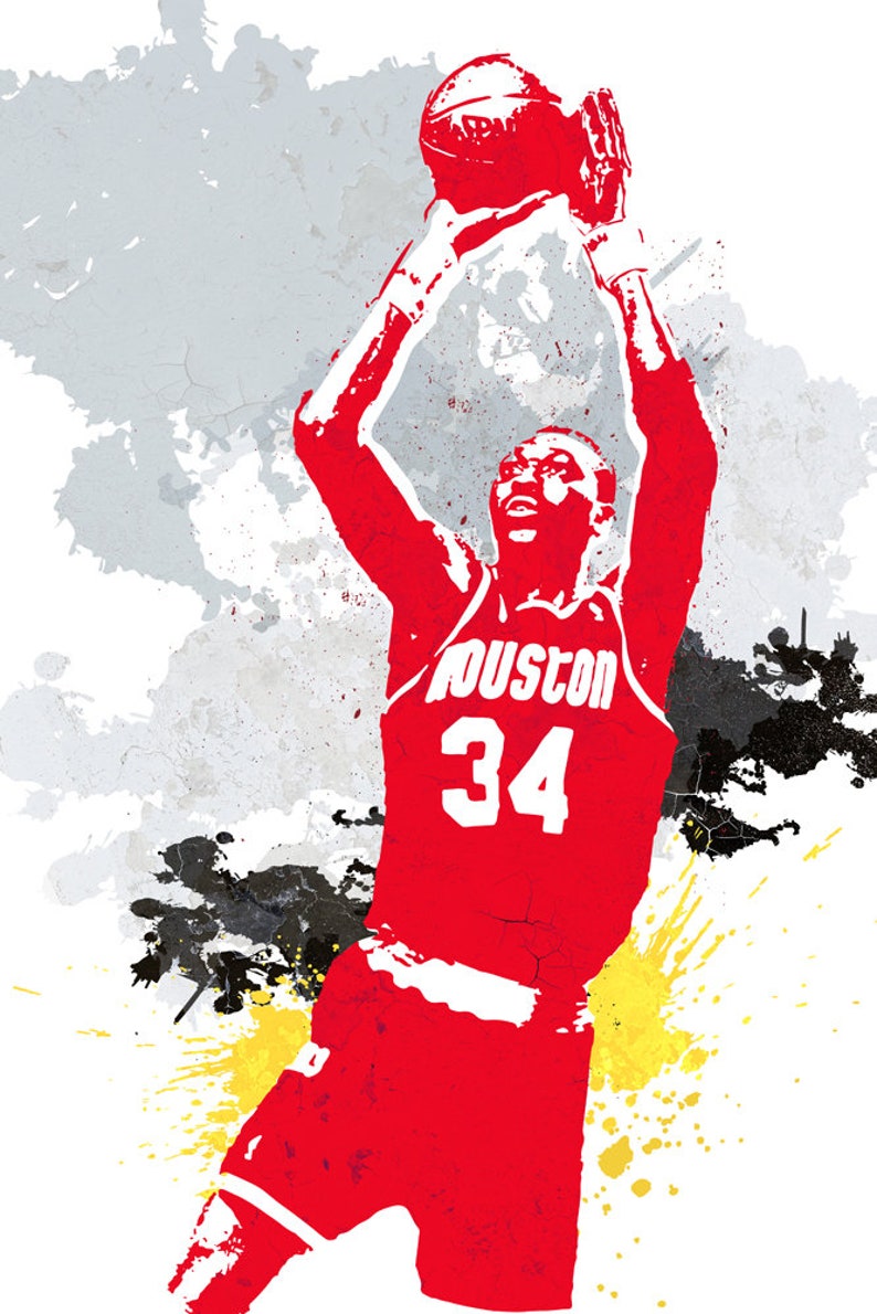Hakeem Olajuwon Houston Rockets Wall art poster Sports Etsy