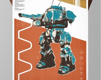 UrbanMech UMR-60 Poster: MechWarrior Gaming Art, Geek Decor