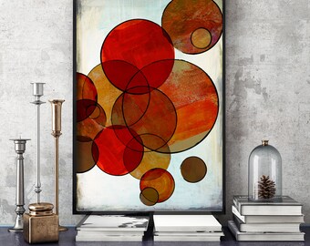 Abstract Circles Art Print: Retro 1960s Style Wall Decor