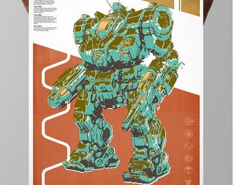Zeus MechWarrior Poster: Modern Gamer Art, Geek Culture