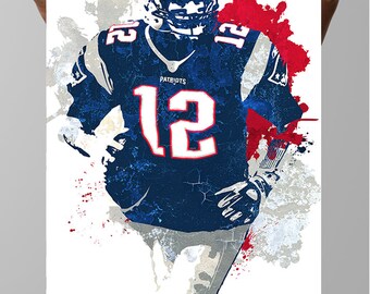 Fan art poster, Tom Brady New England Patriots Poster Wall art, Sports Poster, Gifts for Men, Wall Art, Man Cave, Sports Print, Kids Decor