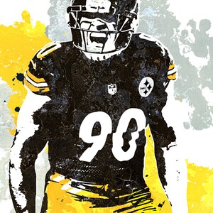 TJ Watt, Pittsburgh Steelers Poster, Wall art, Sports Poster,Sports art, Sports Print, Man Cave/Gifts for him, Sports Decor image 3