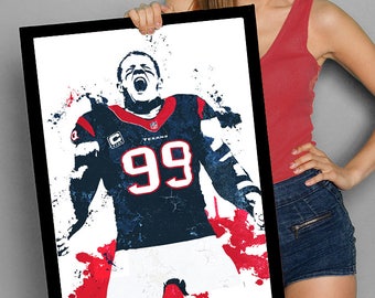 JJ Watt Art Poster: Houston Texans Fan Art Print
