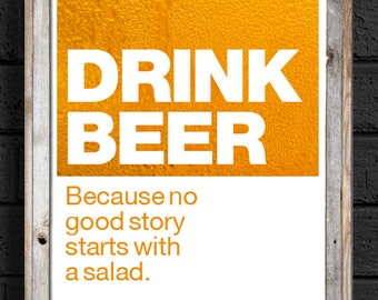 Funny Beer Quote Poster: Man Cave Art Print