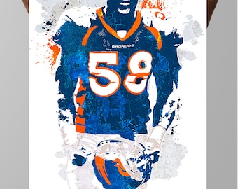 Von Miller Denver Broncos Poster: Sports Fan Art Print