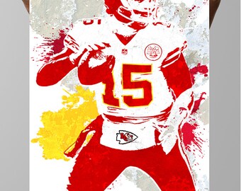 Patrick Mahomes II Kansas City Chiefs Poster, Wall art, Sports Poster, Fan art, Wall Art, Sports Print, Kids Decor,Man Cave,Gifts for him