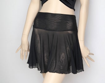 Black Mesh Sheer See Through Circle Skirt, Circle Skirt, Lingerie Sheer See Through Skirt, Gothic skirt, Burlesque skirt