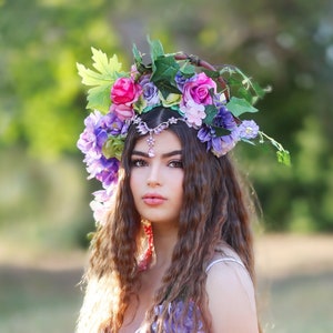 Fairy Flower crown, Floral headpiece, Fairy Crown, Floral Headband, Fairy Cosplay, Fairy costume, Floral Festival Headpiece image 2