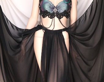 Panel Skirt many colors available, Belly Dance Skirt, Sheer See Through, Burlesque skirt, Bellydance Skirt, cosplay skirt, panel dance skirt
