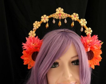 Floral halo headpiece, Fairy Crown , Autumn fairy crown. Fall Fairy headpiece halo headpiece, fantasy head piece