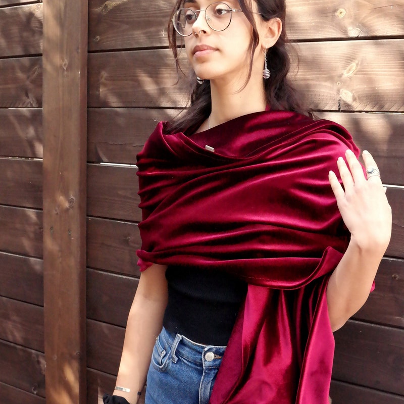 burgundy plaid shawl