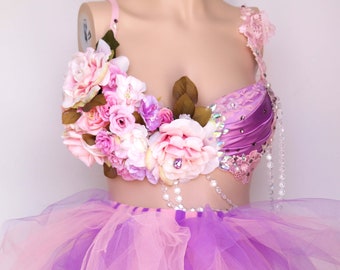 New Fairy Black purple Red Pink white green Web Petal Hippy Festival Tutu skirt