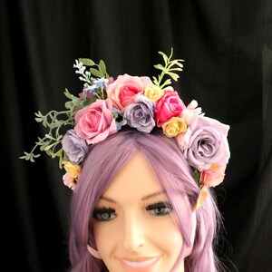 Fairy Flower crown, Pink Floral headpiece, Pink Flower Crown, Floral Headband, Fairy Cosplay, Fairy costume,  Floral Festival Headpiece