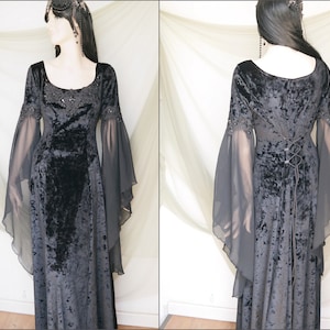 Gothic Velvet Medieval Dressת Pre Made - Ready to Ship, Dark fairy, vampire dress, vampire costume, Witch dress, Gothic dress, Fantasy dress