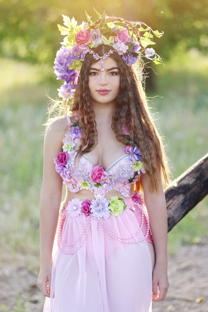 Fairy Flower crown, Floral headpiece, Fairy Crown, Floral Headband, Fairy Cosplay, Fairy costume, Floral Festival Headpiece image 4