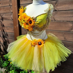 Adult Fairy Costume, Yellow Fairy Bra and Tutu, Fairy Rave Bra and Tutu ...
