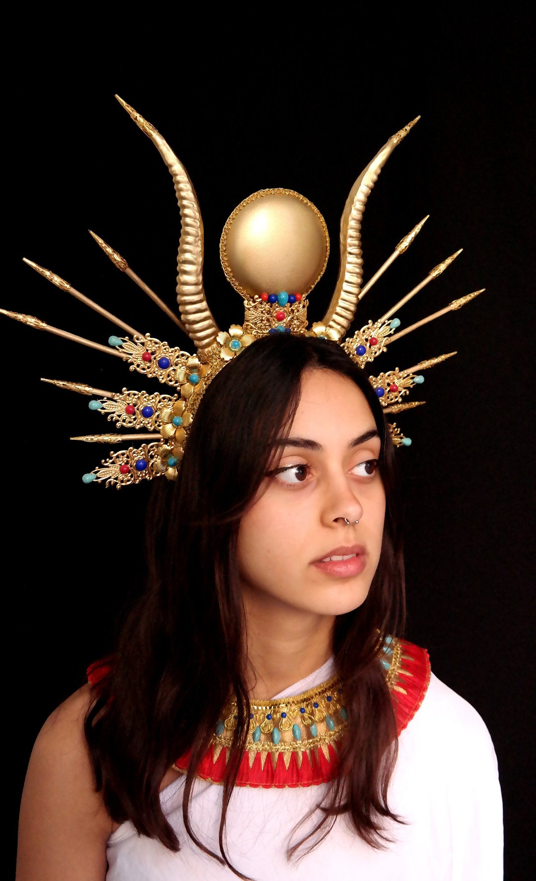 Egyptian Headpiece, Egyptian Goddess Crown, Gold Headdress, Cleopatra