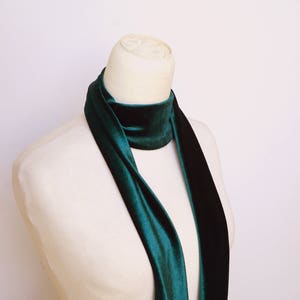 Green Velvet Scarf, Skinny Scarf Velvet, Scarf Headband,  Women&#39;s Skinny Scarf, Necktie, Neck Scarf, Headband, Turban, Autumn Gift Scarf