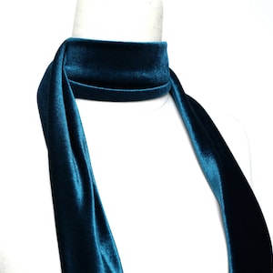 Skinny Scarf Velvet, Velvet Scarf, Teal Velvet Skinny Scarf, Necktie, Neck Scarf, Headband, Turban, Autumn Gift Scarf