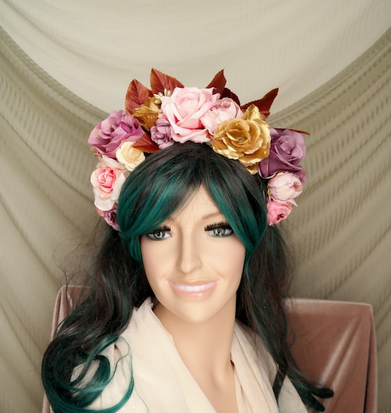 Fairy Flower Crown, Pink Floral Headpiece, Pink Flower Crown  display picture 2